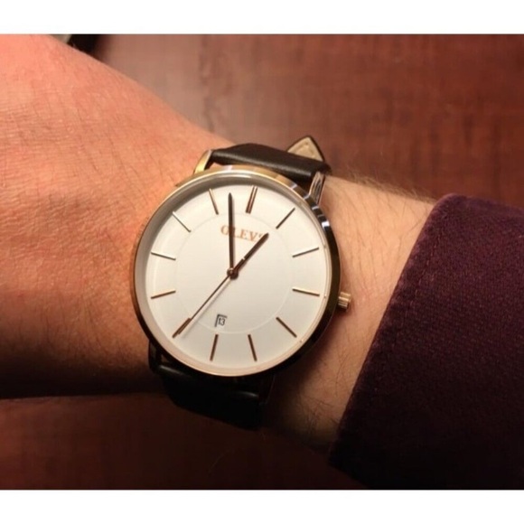 Watches Men's Leather Watch Ultra Thin Watches for Men Minimalist Watch